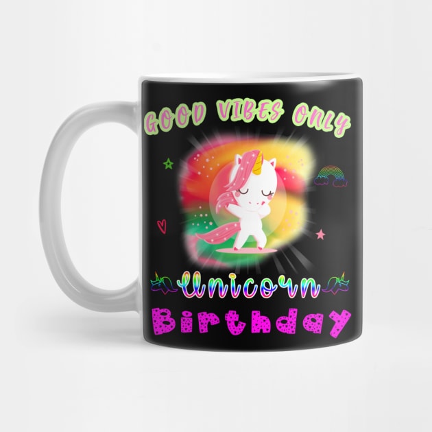 Good Vibes Unicorn Birthday Gift Tshirt Cool Dabbing August by Imm0rtalAnimati0n